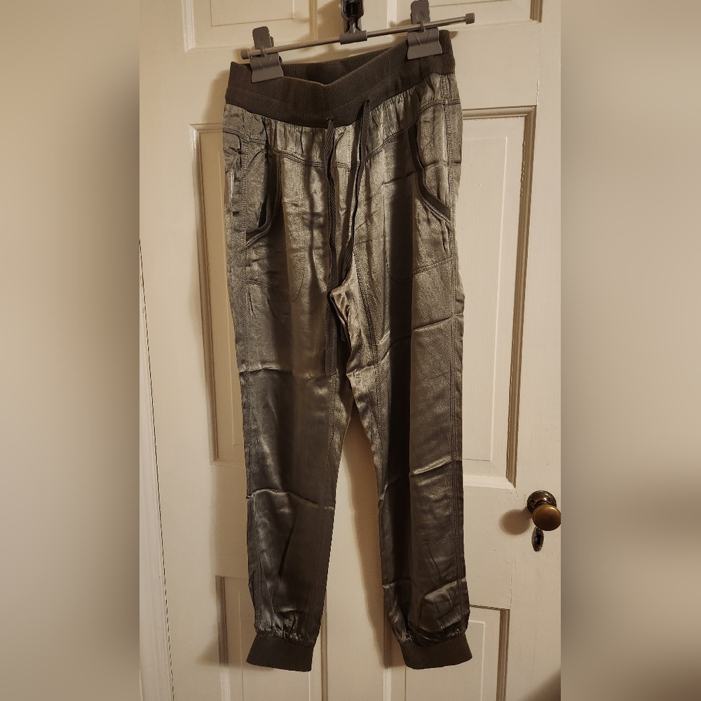 Satin chrome colored joggers